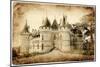 Castles of France- Chaumont  - Artistic Toned Vintage Picture-Maugli-l-Mounted Art Print