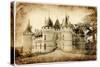 Castles of France- Chaumont  - Artistic Toned Vintage Picture-Maugli-l-Stretched Canvas