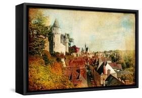 Castles of France (Montresor)- Artistic Retro Picture-Maugli-l-Framed Stretched Canvas