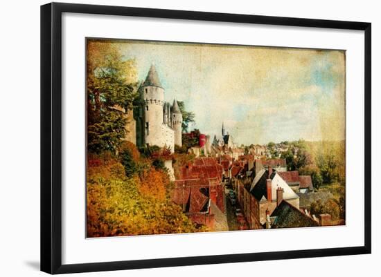 Castles of France (Montresor)- Artistic Retro Picture-Maugli-l-Framed Art Print