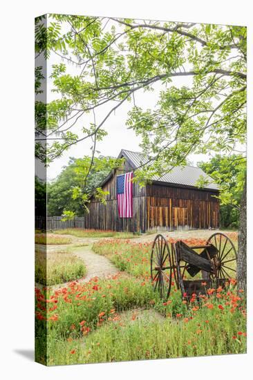 Castroville, Texas, USA.  Large American flag on a barn in the Texas Hill Country.-Emily Wilson-Stretched Canvas