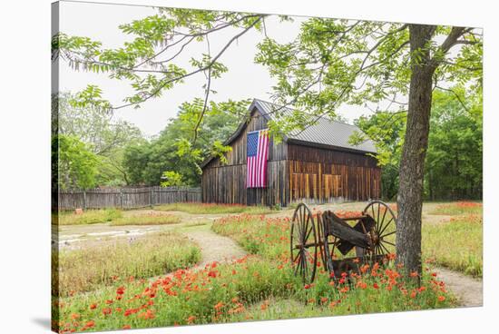 Castroville, Texas, USA.  Large American flag on a barn in the Texas Hill Country.-Emily Wilson-Stretched Canvas