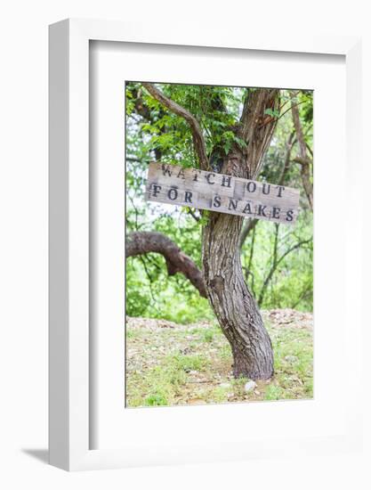 Castroville, Texas, USA. Sign warning snakes in the Texas Hill Country.-Emily Wilson-Framed Photographic Print