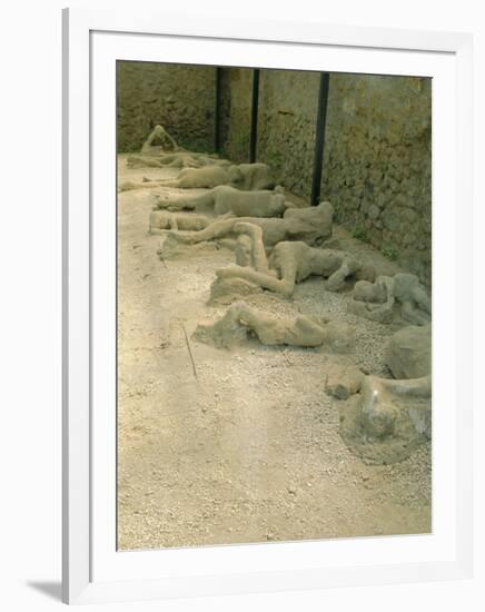 Casts of People Buried in the Destruction, Pompeii, Campania, Italy-Bruno Morandi-Framed Photographic Print