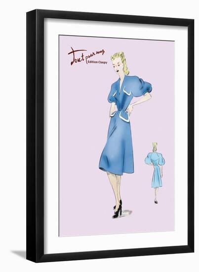 Casual Blue Dress-null-Framed Art Print