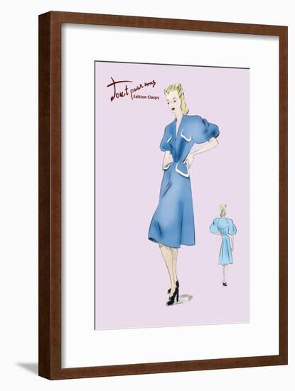 Casual Blue Dress-null-Framed Art Print