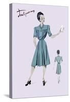 Casual Dress in Turquoise, 1947-null-Stretched Canvas