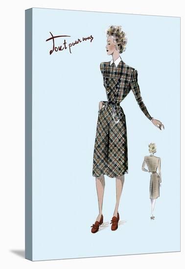 Casual Plaid Dress, 1947-null-Stretched Canvas