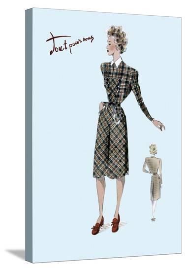 Casual Plaid Dress, 1947--Stretched Canvas