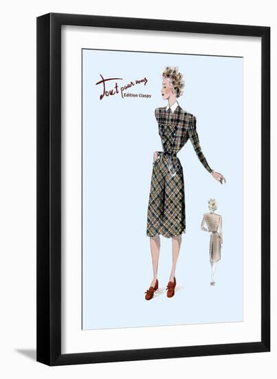 Casual Plaid Dress-null-Framed Art Print