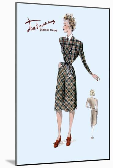 Casual Plaid Dress-null-Mounted Art Print
