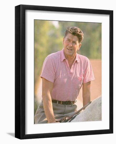 Casual Portrait of California Governor Candidate Ronald Reagan Outside at Home on Ranch-Bill Ray-Framed Photographic Print