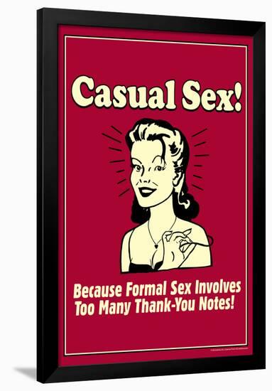 Casual Sex No Formal Thank You Notes Funny Retro Poster-Retrospoofs-Framed Poster