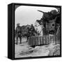 Casualties from the Front Pass Destroyed Tanks, Villers-Bretonneux, France, World War I, 1918-null-Framed Stretched Canvas