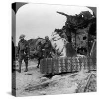 Casualties from the Front Pass Destroyed Tanks, Villers-Bretonneux, France, World War I, 1918-null-Stretched Canvas