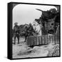 Casualties from the Front Pass Destroyed Tanks, Villers-Bretonneux, France, World War I, 1918-null-Framed Stretched Canvas