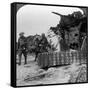 Casualties from the Front Pass Destroyed Tanks, Villers-Bretonneux, France, World War I, 1918-null-Framed Stretched Canvas