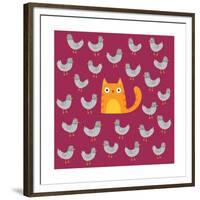 Cat amongst the Pigeons-Michael Buxton-Framed Premium Giclee Print