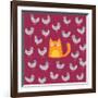 Cat amongst the Pigeons-Michael Buxton-Framed Premium Giclee Print