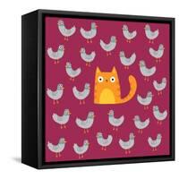 Cat amongst the Pigeons-Michael Buxton-Framed Stretched Canvas