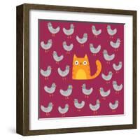 Cat amongst the Pigeons-Michael Buxton-Framed Art Print