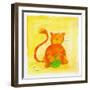 Cat and a Ball of Yarn-null-Framed Giclee Print