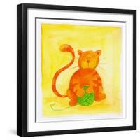 Cat and a Ball of Yarn-null-Framed Giclee Print