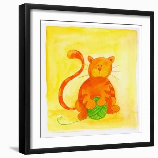 Cat and a Ball of Yarn-null-Framed Giclee Print