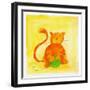 Cat and a Ball of Yarn-null-Framed Giclee Print