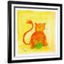 Cat and a Ball of Yarn-null-Framed Giclee Print