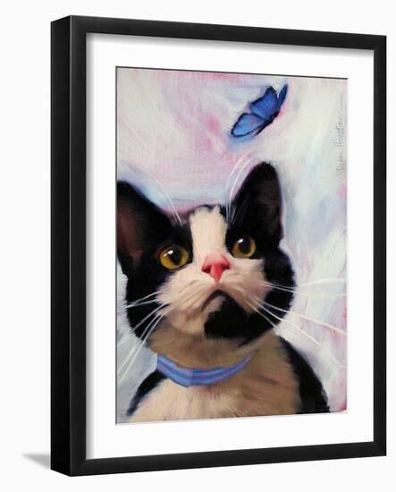 Cat and Butterfly-Diane Hoeptner-Framed Art Print