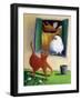 Cat and Chicken in the Yard of the Farm - Illustration by Patrizia La Porta-Patrizia La Porta-Framed Giclee Print