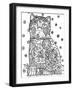 Cat And Cock 3 Line Art-Oxana Zaika-Framed Giclee Print