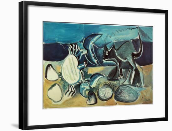 Cat and Crab on the Beach, 1965-Pablo Picasso-Framed Art Print