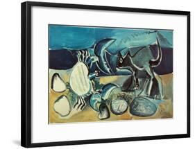 Cat and Crab on the Beach, 1965-Pablo Picasso-Framed Art Print