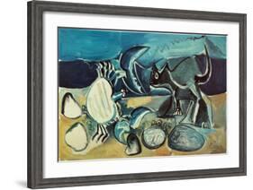 Cat and Crab on the Beach, 1965-Pablo Picasso-Framed Art Print