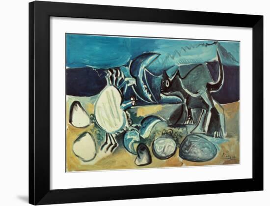 Cat and Crab on the Beach, 1965-Pablo Picasso-Framed Art Print