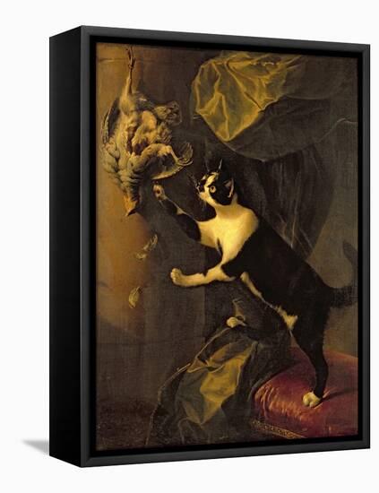 Cat and Dead Game-Alexandre-Francois Desportes-Framed Stretched Canvas