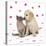 Cat and Dog Kitten and Puppy Nose to Nose with Pink Hearts-null-Stretched Canvas