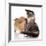 Cat and Dog, Spitz Puppy and Kitten Breeds Maine Coon-Lilun-Framed Photographic Print