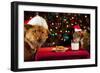 Cat And Dog Taking Over Santa'S Cookies And Milk-websubstance-Framed Photographic Print