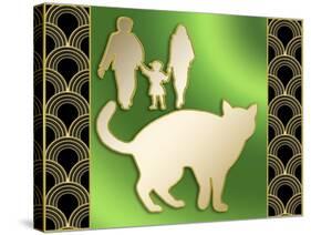 Cat And Family-Art Deco Designs-Stretched Canvas