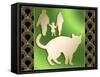 Cat And Family-Art Deco Designs-Framed Stretched Canvas