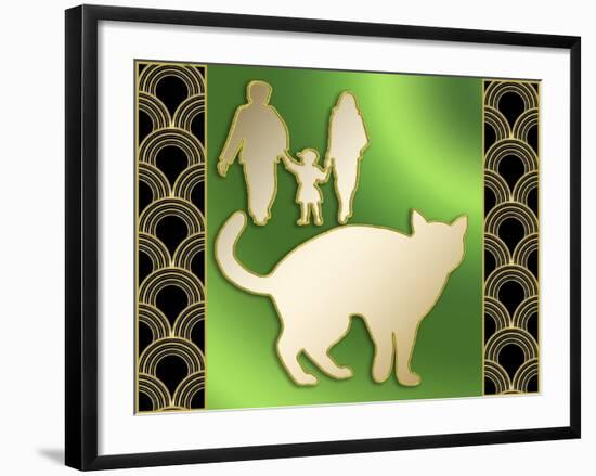 Cat And Family-Art Deco Designs-Framed Giclee Print