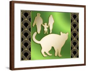 Cat And Family-Art Deco Designs-Framed Giclee Print