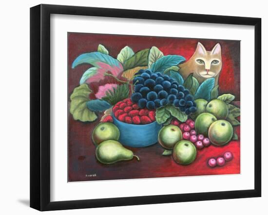 Cat and Fruit-Jerzy Marek-Framed Giclee Print