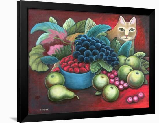 Cat and Fruit-Jerzy Marek-Framed Giclee Print