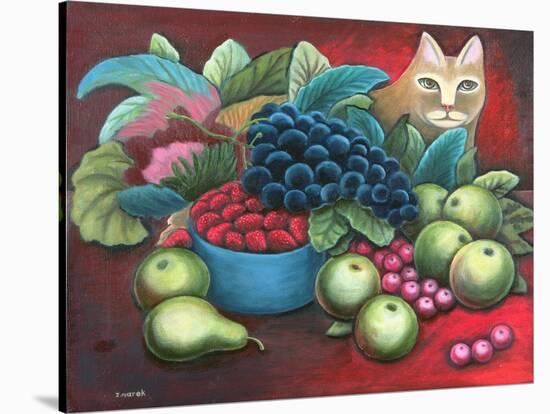 Cat and Fruit-Jerzy Marek-Stretched Canvas