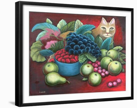 Cat and Fruit-Jerzy Marek-Framed Giclee Print