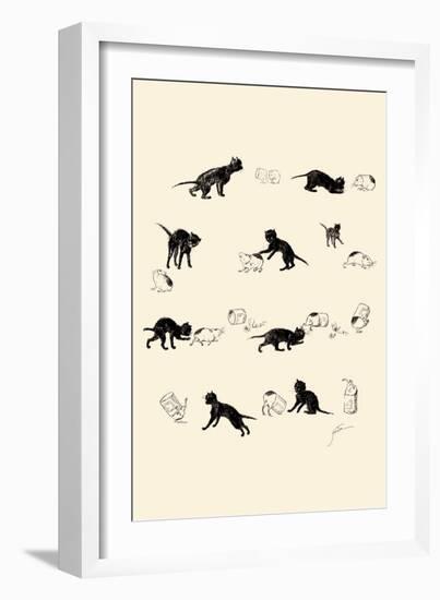 Cat and Guinea Pig-Théophile Alexandre Steinlen-Framed Art Print